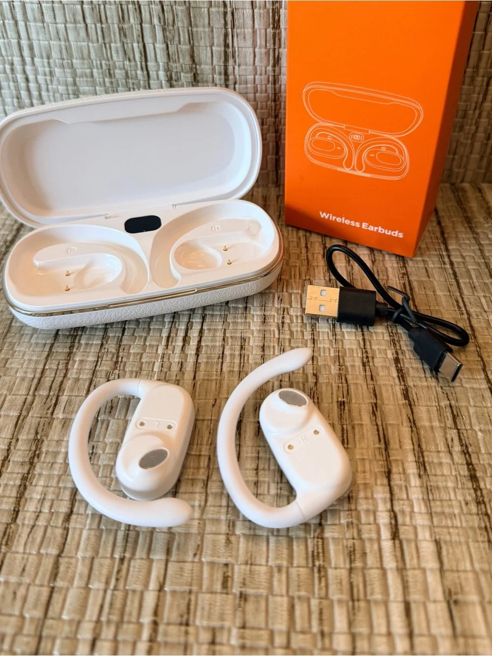 Wireless White Bluetooth Earbuds with Charging Case